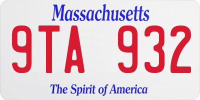 MA license plate 9TA932