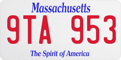 MA license plate 9TA953