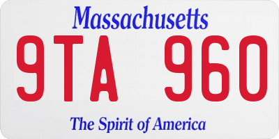 MA license plate 9TA960