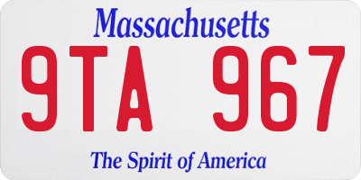 MA license plate 9TA967
