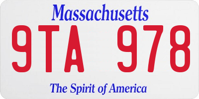 MA license plate 9TA978