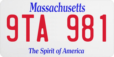 MA license plate 9TA981