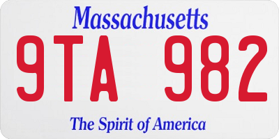 MA license plate 9TA982