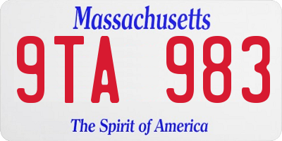 MA license plate 9TA983