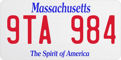 MA license plate 9TA984