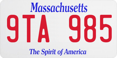 MA license plate 9TA985