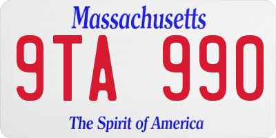 MA license plate 9TA990