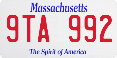 MA license plate 9TA992