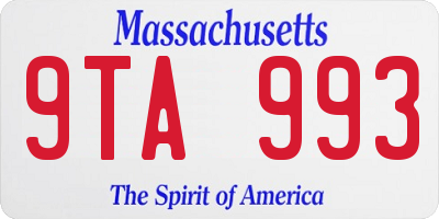 MA license plate 9TA993