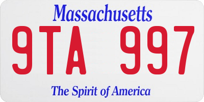 MA license plate 9TA997