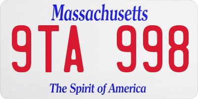 MA license plate 9TA998