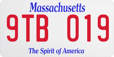 MA license plate 9TB019