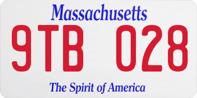 MA license plate 9TB028
