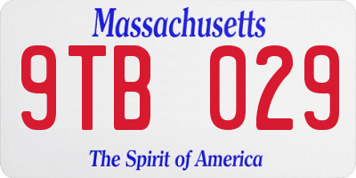 MA license plate 9TB029