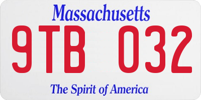 MA license plate 9TB032