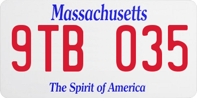 MA license plate 9TB035