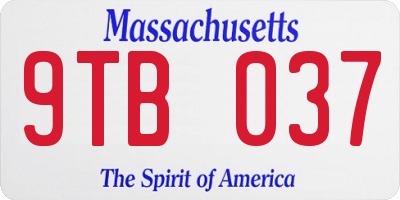MA license plate 9TB037