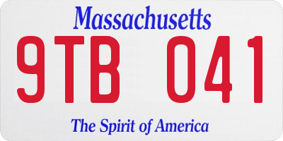 MA license plate 9TB041