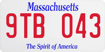 MA license plate 9TB043