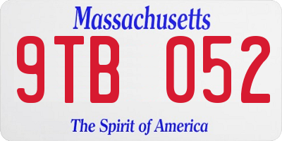 MA license plate 9TB052