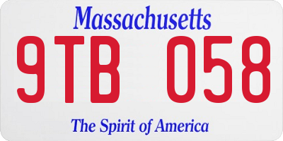 MA license plate 9TB058