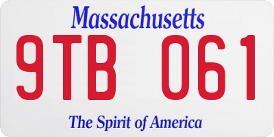 MA license plate 9TB061