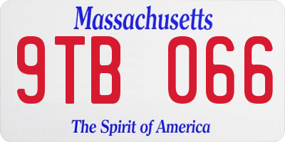 MA license plate 9TB066