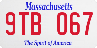 MA license plate 9TB067