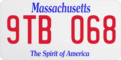 MA license plate 9TB068