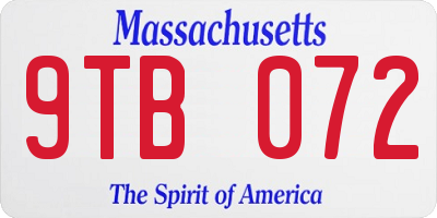MA license plate 9TB072
