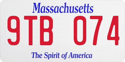 MA license plate 9TB074