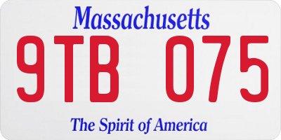 MA license plate 9TB075