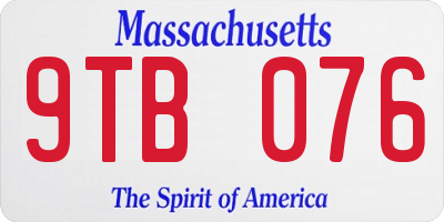 MA license plate 9TB076