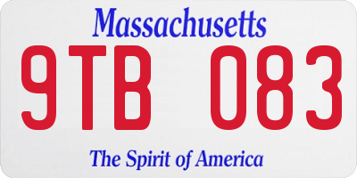 MA license plate 9TB083