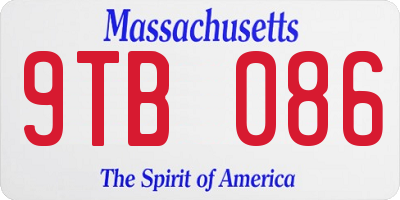MA license plate 9TB086