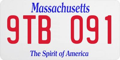 MA license plate 9TB091