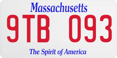 MA license plate 9TB093