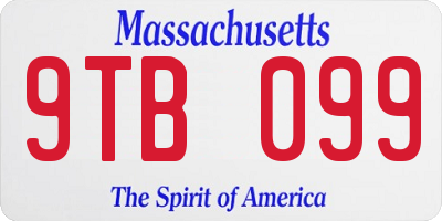 MA license plate 9TB099