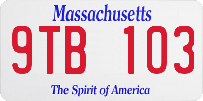 MA license plate 9TB103