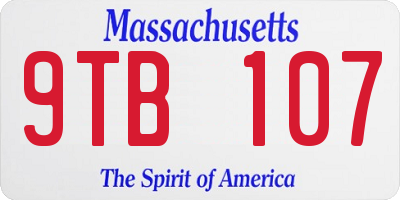 MA license plate 9TB107