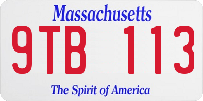 MA license plate 9TB113