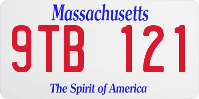 MA license plate 9TB121