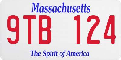MA license plate 9TB124