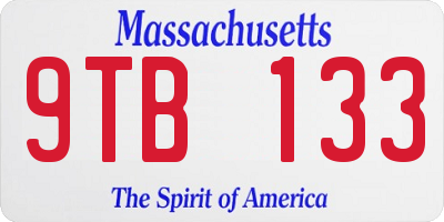 MA license plate 9TB133