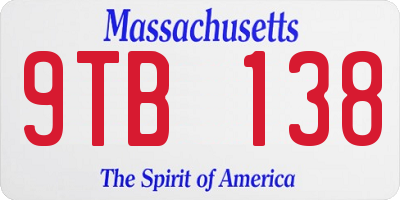 MA license plate 9TB138