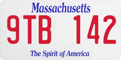 MA license plate 9TB142