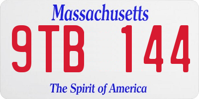 MA license plate 9TB144