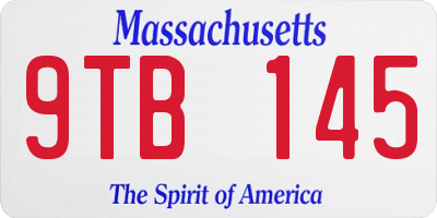MA license plate 9TB145