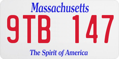 MA license plate 9TB147