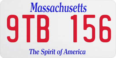 MA license plate 9TB156
